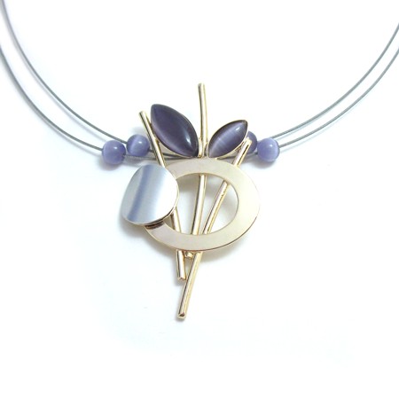 Shiny Two-tone Purple Catsite Necklace by Christophy Poly - Click Image to Close